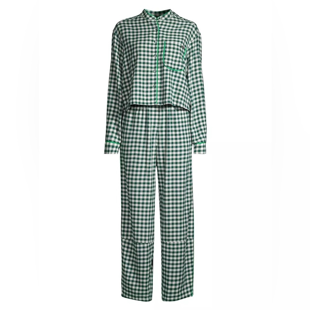 Lunya Gingham Cotton-Blend Brushed Flannel Pajamas S